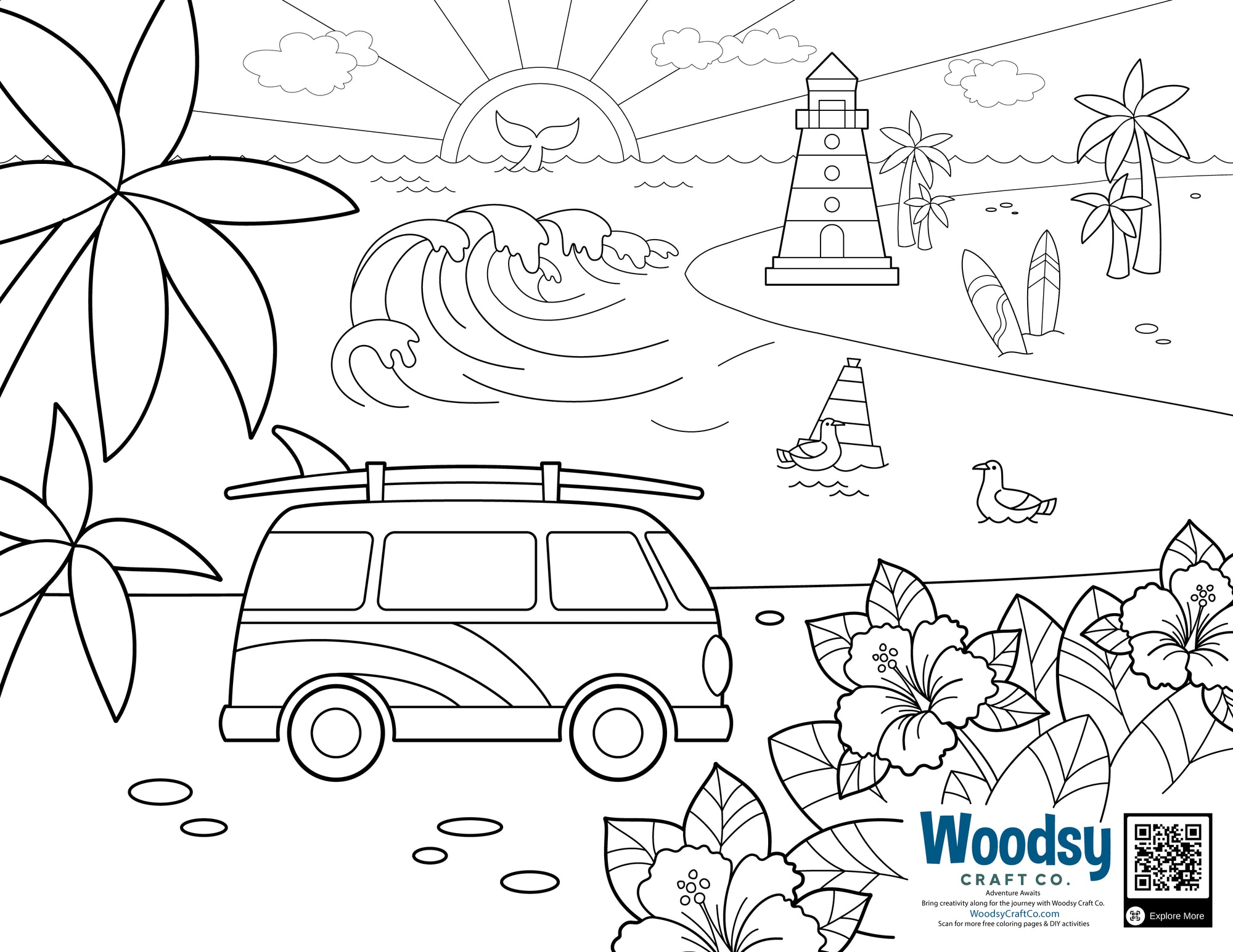 FREE Retro Surf Coloring Page